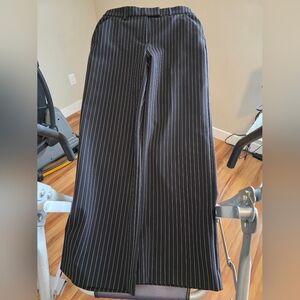 Black Pinstripe Wide-Leg Pants From Express